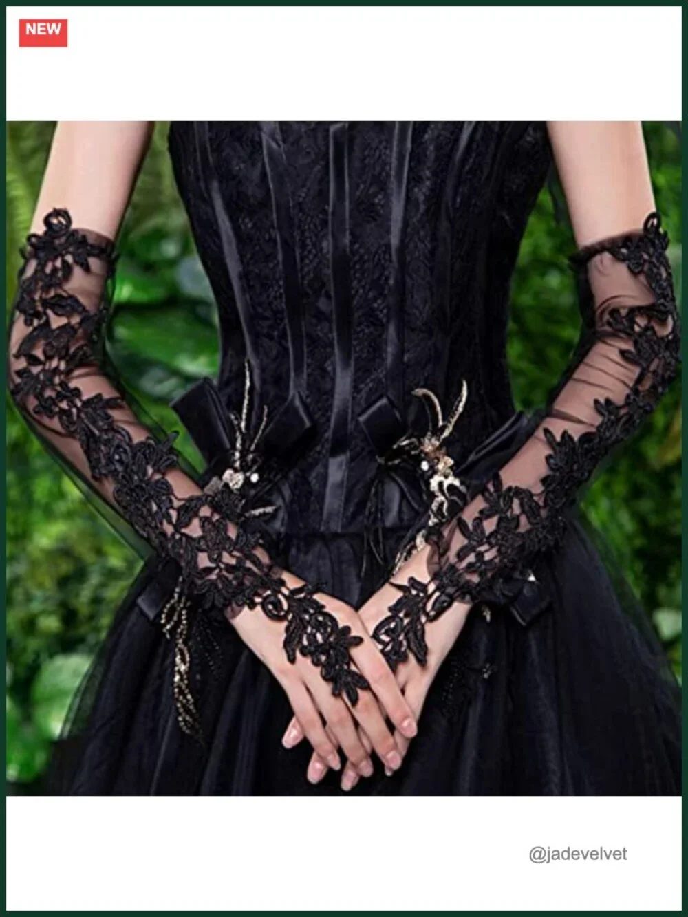 Women's Long Lace Fingerless Gloves Elbow Length Sheer Mesh Tulle Bridal